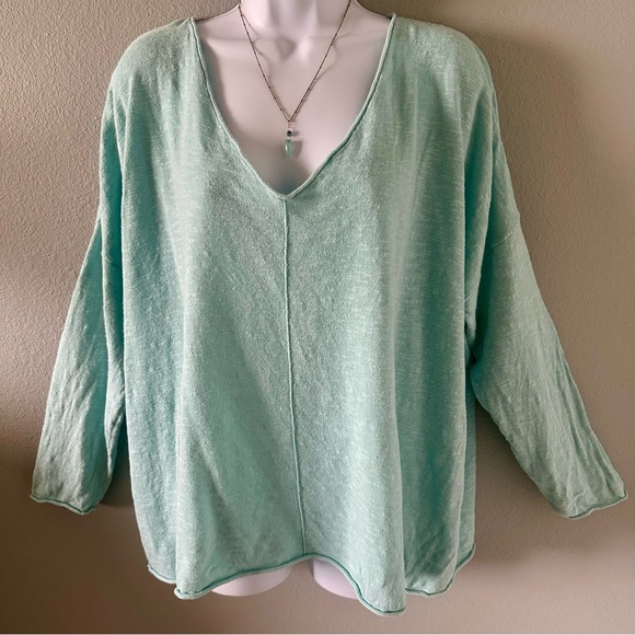 Eileen Fisher Sweaters - Vintage Eileen Fisher 1X Organic Linen Cotton Slub V-Neck Sweater